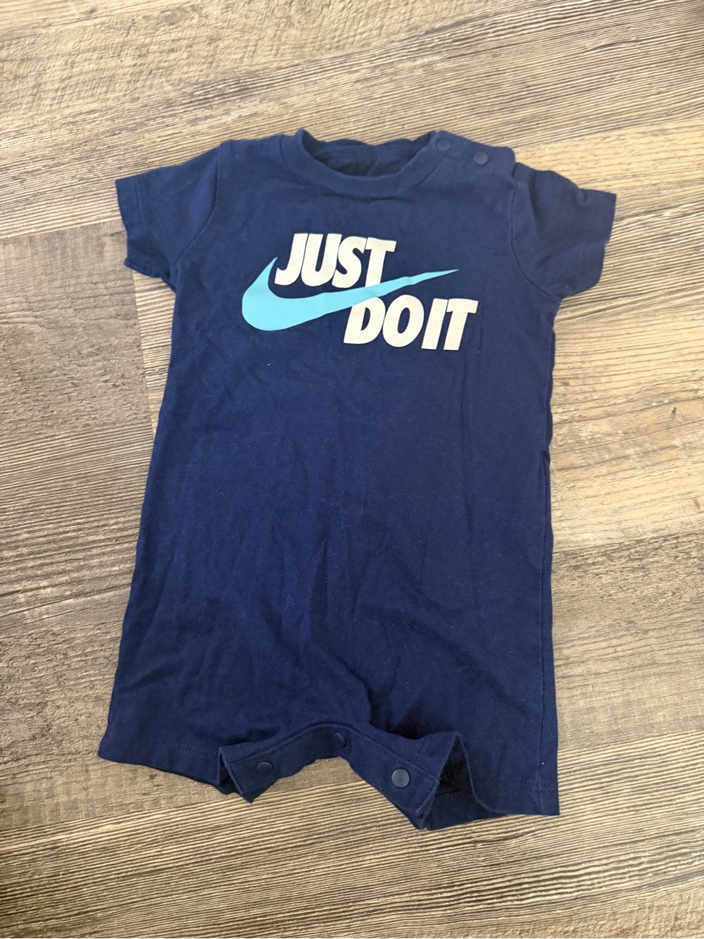 Nike Just Do It Baby Romper 6 Months Navy Blue Logo One Piece Cotton Summer